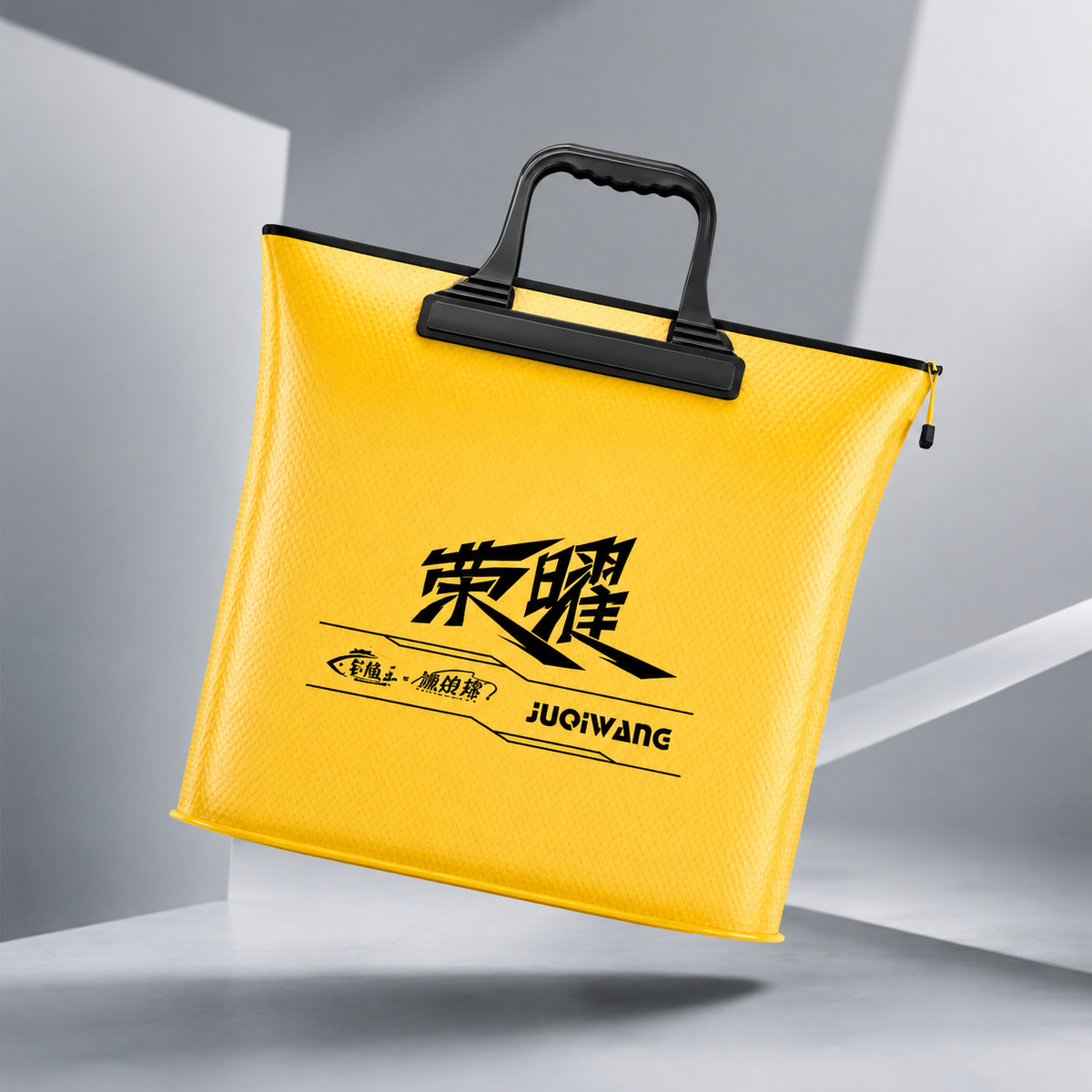 Durable Fishing Bag, Waterproof Fishing Backpack with Zipper, Yellow Fishing Bag for Carp Anglers, with Shoulder Strap