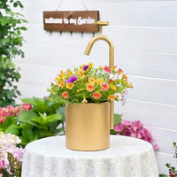Vintage Iron Faucet Single Bucket Planter for Garden and Balcony
