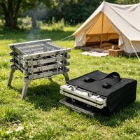 3 Pieces Stainless Steel Coal Grill Easy to Clean Outdoor Cooking Gear