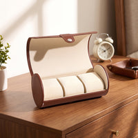 Faux Leather Watch Roll Portable Watch Storage Case Padded Organizer Cushioned for Dresser