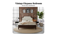 French design Upholstered Wooden Bed Vintage Design Upholstered Wood Bed Frame Sturdy Slat Support Bedroom Furniture No Box mattress support system Needed for partners, Homeowners, Renters, Guest Room, Apartment, Home