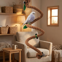 Rope Parrot Climbing Rope Perch, Bendable Rope Toy for Bird Enrichment, Secure Screw Fastener for Parakeet Cockatiel Medium Size Indoor