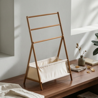Clothes Rack with Storage Bin Space-Saving Floor Hanger Portable for Renters