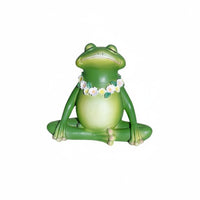Meditation Frog Statue Green Finish Outdoor Decoration Waterproof for Garden