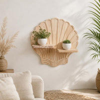 Fir Wood Wall Planter Holder Space-Saving Boho Shell Decor Shelf Easy to Install Shell Wall Shelf for Home