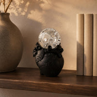 Heart-Shaped Crystal Ball Figurine Vintage Style Crystal Heart Figurine Artistic Retro Resin Decor Piece for Desktop, Tabletop, Home Display