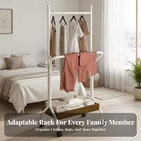 Freestanding Clothes Rail with storage areaSaving Garment Rack Simple Design