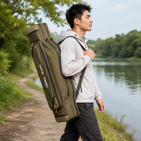 Rod Case Fishing Bag Large Capacity Tackle Bag 17cm Oxford Fabric Lightweight with Storage Pockets Fishing Rod Case Shoulder