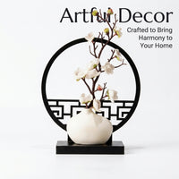 Artificial Plum Blossom Branches, Realistic Silk Flowers for Vase Arrangements, White Pot, Home Deco - Image 3