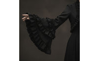 Gothic Shrug with Flared Cuffs Long Sleeves Ruffled Short Jacket Shrug Breathable Apparel for Cosplayers, Themed Parties