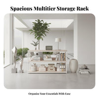 Multi-Tier Floor Shelf Large Capacity Shelving Single-Tier Space-Saving Exposed Design for Fromice Workers, Householders