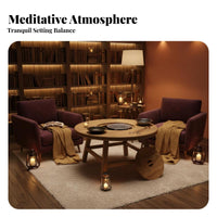 Traditional Chinese and design circular table with Integrated Cooktop Multifunctional Design herbal infusion Ceremony Set Communal Dining Hot Pot Station for Families, Social Gatherings, Restaurant