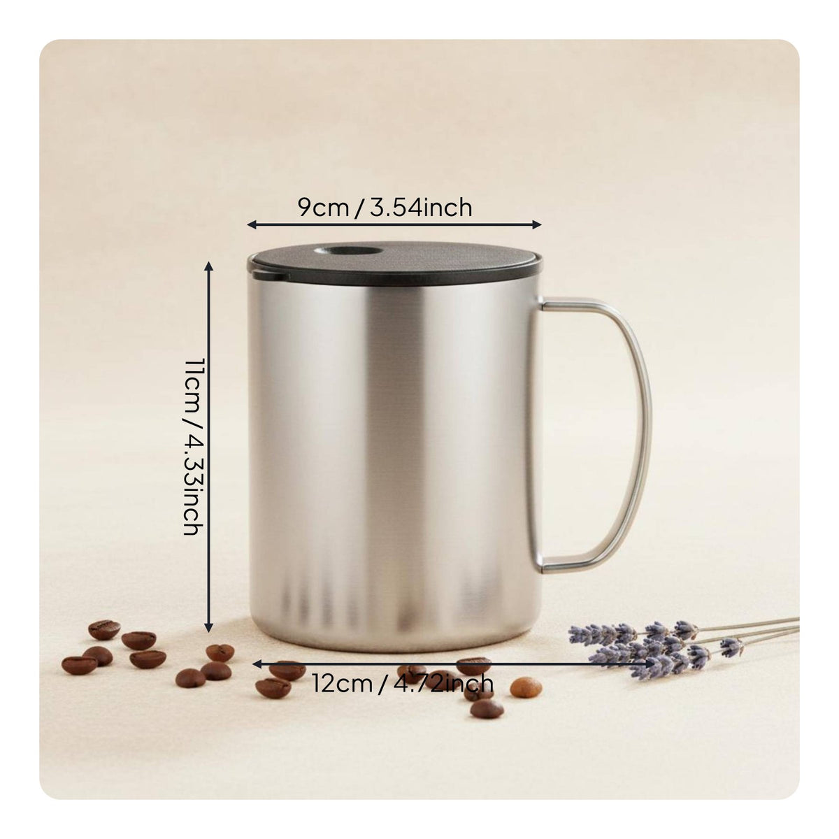 Steel Mug Anti-Slip Bottom Thermal Mug with Lid Vacuum Insulated Travel Cup for Office