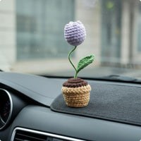 Crochet Flower Pot Maintenance Crocheted Potted Flower Gift Table Ornament for Office Desk, Living Space
