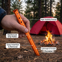 Heavy Duty Tent Pegs Metal, 31cm Aluminum Stakes for Hard Ground, Camping Pegs f #variant:Orange
