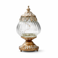 Hanging Lantern Metal-Toned Vintage Glass Lantern Leaf Trim