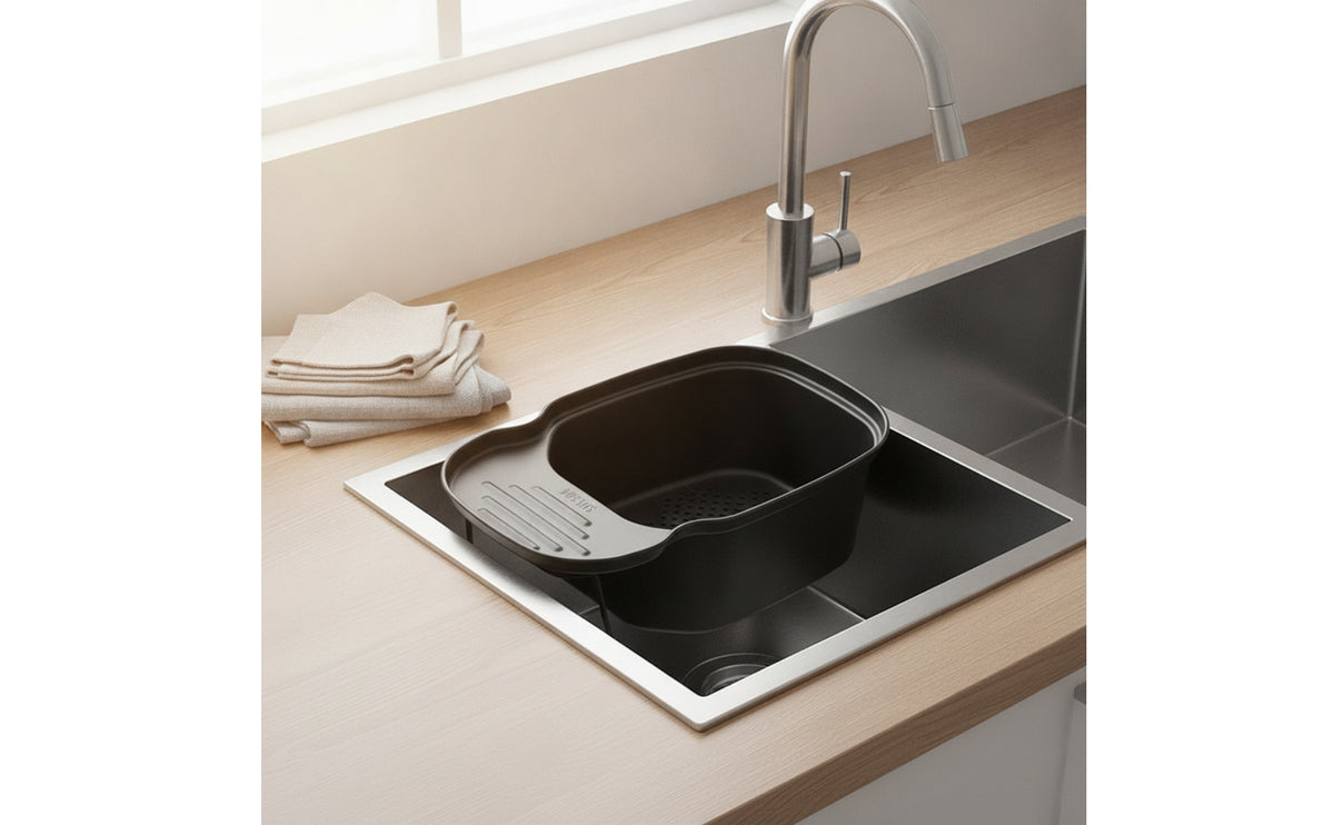 Multifunctional Saddle Drain Basket Space-Saving Sink Drain Basket with Hanging Support Fast-Draining Stainless Steel Sink Strainer Easy to Clean
