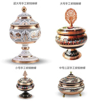 新品 土耳其进口紫铜纯手工雕花珐琅彩大糖罐果盘 实用兼摆设装饰