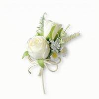 Artificial Boutonniere White Lapel Flower Classic for Banquets, Men