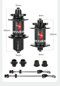 SPEEDONE Carbon Fiber Mountain Bike Hub with Quick Release Thru Axle, 32 Holes, 120 Engagement