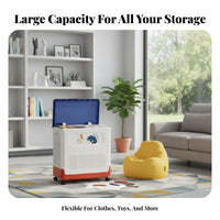 Wheeled Bin with hinged lid Lid Large Capacity Toy Chest Dustproof for Living Room