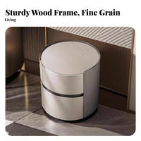 Round 2-Drawer End Table Modern Design Nightstand Space-Saving for Homeowners