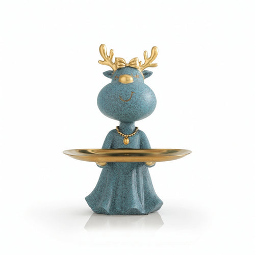 Deer Figurine with Tray Speckled Tabletop Organizer Modern for Vanity, Women