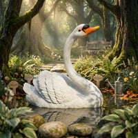Floating Swan Sculpture Orange Beak Swan Pond Ornament Ornamental Lightweight