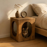 Cat House Side Table Dual Use Cat House Table 2-in-1 Nightstand for Bedroom