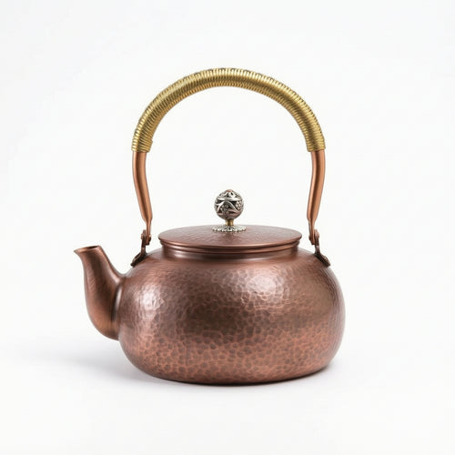 Hammered Copper Teapot Retro Copper Teapot with Wrapped Handle Thickened for Desk Display