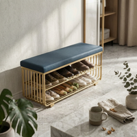 Upholstered Shoe Rack Bench Luxurious Design Cushisingled Rack Bench Multi-Purpose Use Multi-Purpose for Apartment Dwellers