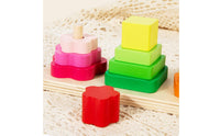Early Learning Four-Column Stacking Game Hand-Eye Coordination Geometric Stacking Blocks Logical Thinking Color Shape Sorting Toy Develops Fine Movement Skills for Toddlers, Preschoolers