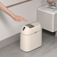 Trash Bin with Lid, Sensor-Type Trash Bin, Battery-Powered, 9.1L, Auto Open/Close, Square Dust Box, Suitable for Living Room, Bedroom, Office, Hotel