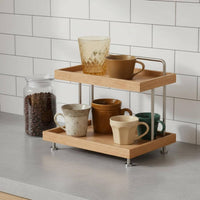 Desktop Storage Organizer Multi-Layer Tabletop Display Shelf Space Saving 2 Level Storage Stand for Kitchen Counter, Vanity