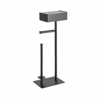 Toilet Paper Stand with Brush and Shelf Stable Design for Renters