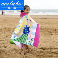CORTUBO欧美风加长加厚斗篷浴袍沙滩可穿儿童成人连帽浴巾披