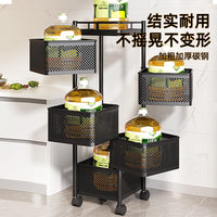 厨房旋转多功能置物落地多层家用零食小推车水果蔬菜篮玩具收纳架