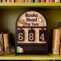 Wooden Book Counter Desktop Ornament for Reading Statistics