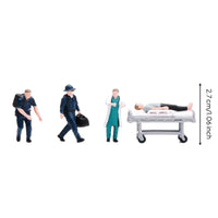 1/64 Scale First-Response Team Figurines Realistic Details Hand Painted Miniature People High Detail Diorama Figures for Model Train Setup