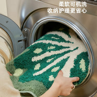 客厅地毯新款清新叶子高级感奶油风加厚异形防滑可机洗簇绒床边毯