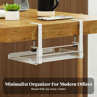 clamp-on beneath-desk holder Large Capacity Hanging Tray Sturdy for telecommuting Workers