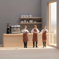 3 Pieces Restaurant Personnel Figure Set Collector Display Painted Miniature