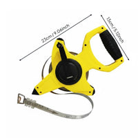 Stainless Steel Surveyor's Tape Waterproof opening Reel Tape Measure Rustproof for Surveyors, Contractors, Large Area Measurement