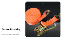 High Tensile Strength Ratchet Tie-down Strap Wear Resistant Heavy Duty Cargo Lashing Long-Lasting Stitching for Movers, Trailers