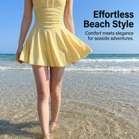 Swimsuit for Girls, One-Piece Monokini with Short Sleeve and Padded Chest, great for Water Sports & Seaside Vacations, Modest Skirted Design for Women