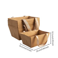 10 Pieces Krafts Gift Basket with Handles Brown Present Wrap Metal Rivets