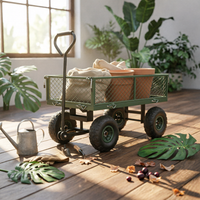 Four-Wheel Utility Cart Open Bed Mesh-Side Utility Cart Green