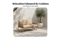 Nordic Design Woven Loveseat Light Luxury aesthetic paded Loveseat Weather Resistant Outdoor Furniture space-saving Size for duos, Apartment Dwellers, Homeowners, Terrace, Courtyard, Garden, rearyard
