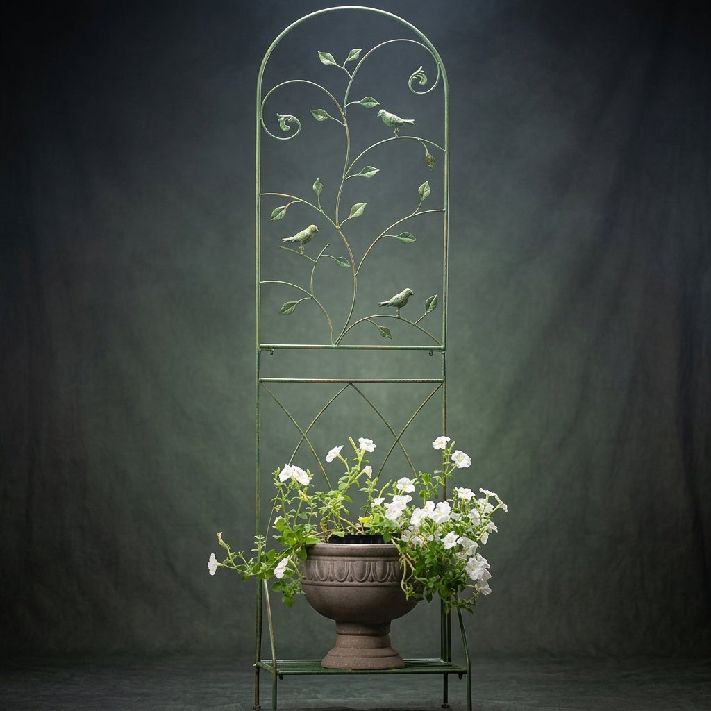 Plant Stand and Garden Decor for Potted Plants, Foldable Garden Trellis for Plant Support, Metal Obelisk for Living Room, Tall European Style