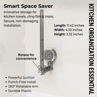 Paper Dispenser Wall Mounted Holder with Strong Suction Cup, Rotatable Under Cabinet Towel for Kitchen, optimal for Home Cooks, Countertop Roll